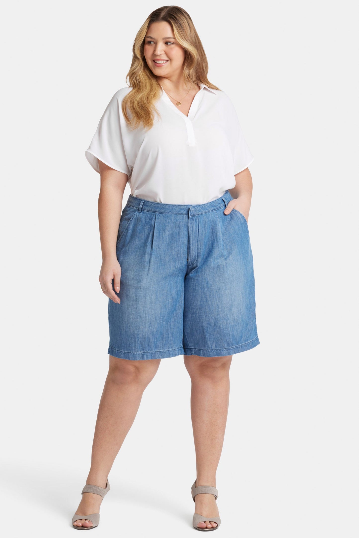 Relaxed Denim Bermuda Shorts In Plus Size - Corfu