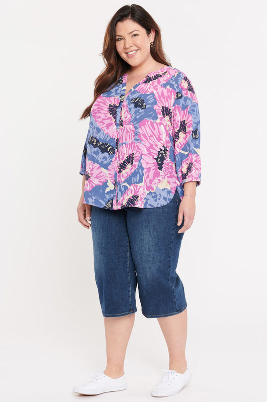 Pintuck Blouse In Plus Size - Cadiz