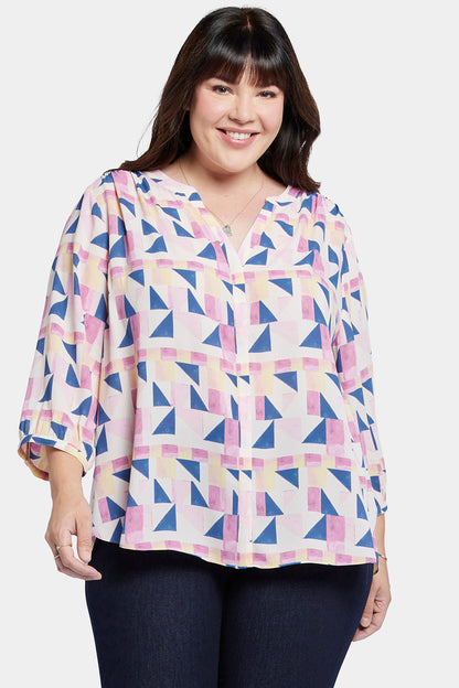 Pintuck Blouse In Plus Size - Marquette