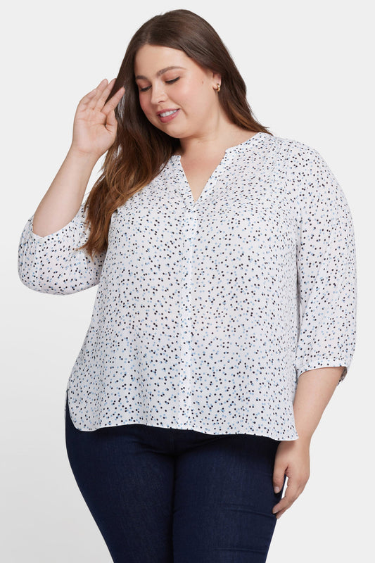 Pintuck Blouse In Plus Size - Sprinkle Dots