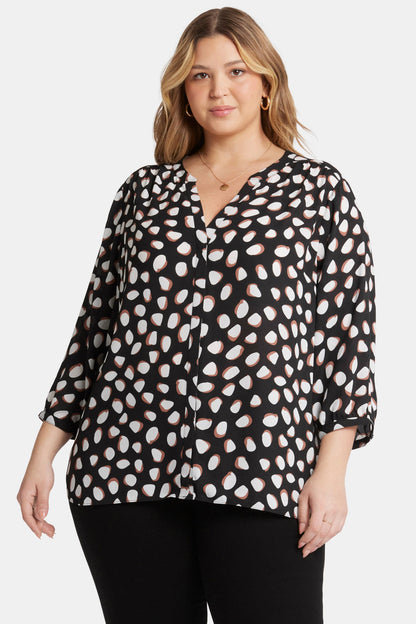Pintuck Blouse In Plus Size - Matilda Dot