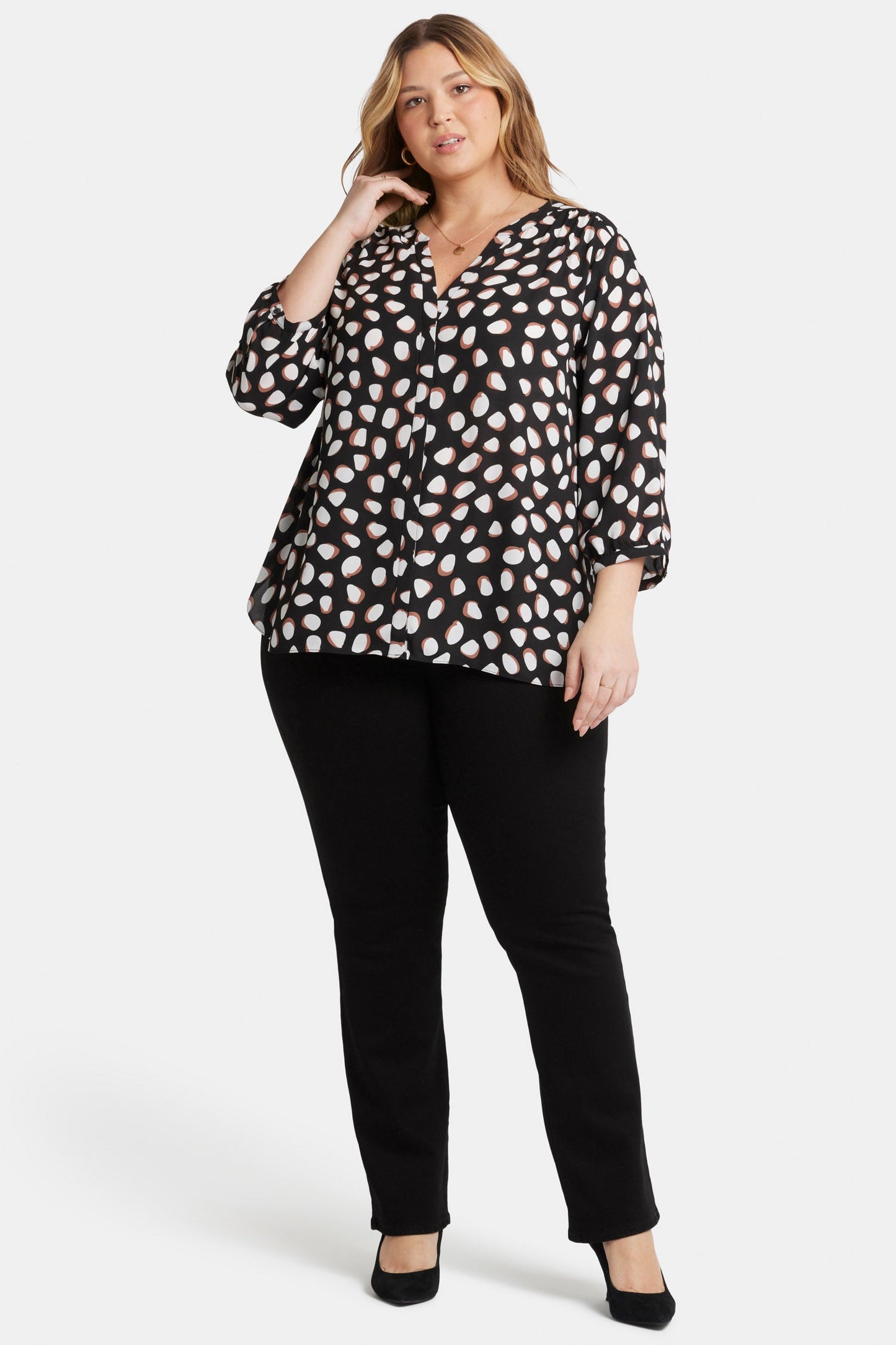 Pintuck Blouse In Plus Size - Matilda Dot