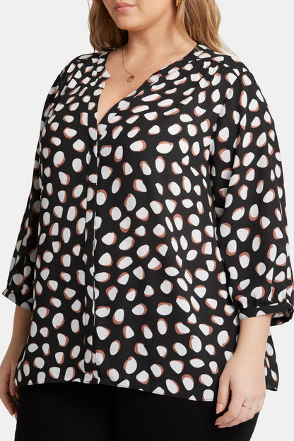 Pintuck Blouse In Plus Size - Matilda Dot