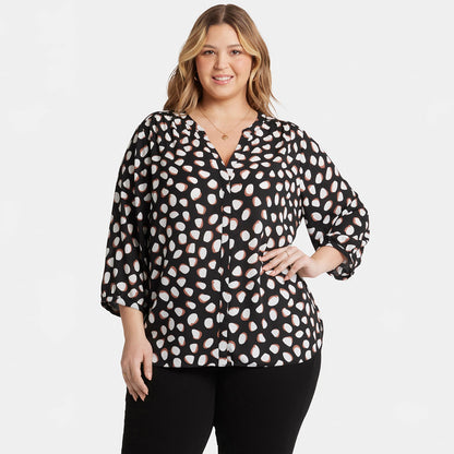 Pintuck Blouse In Plus Size - Matilda Dot