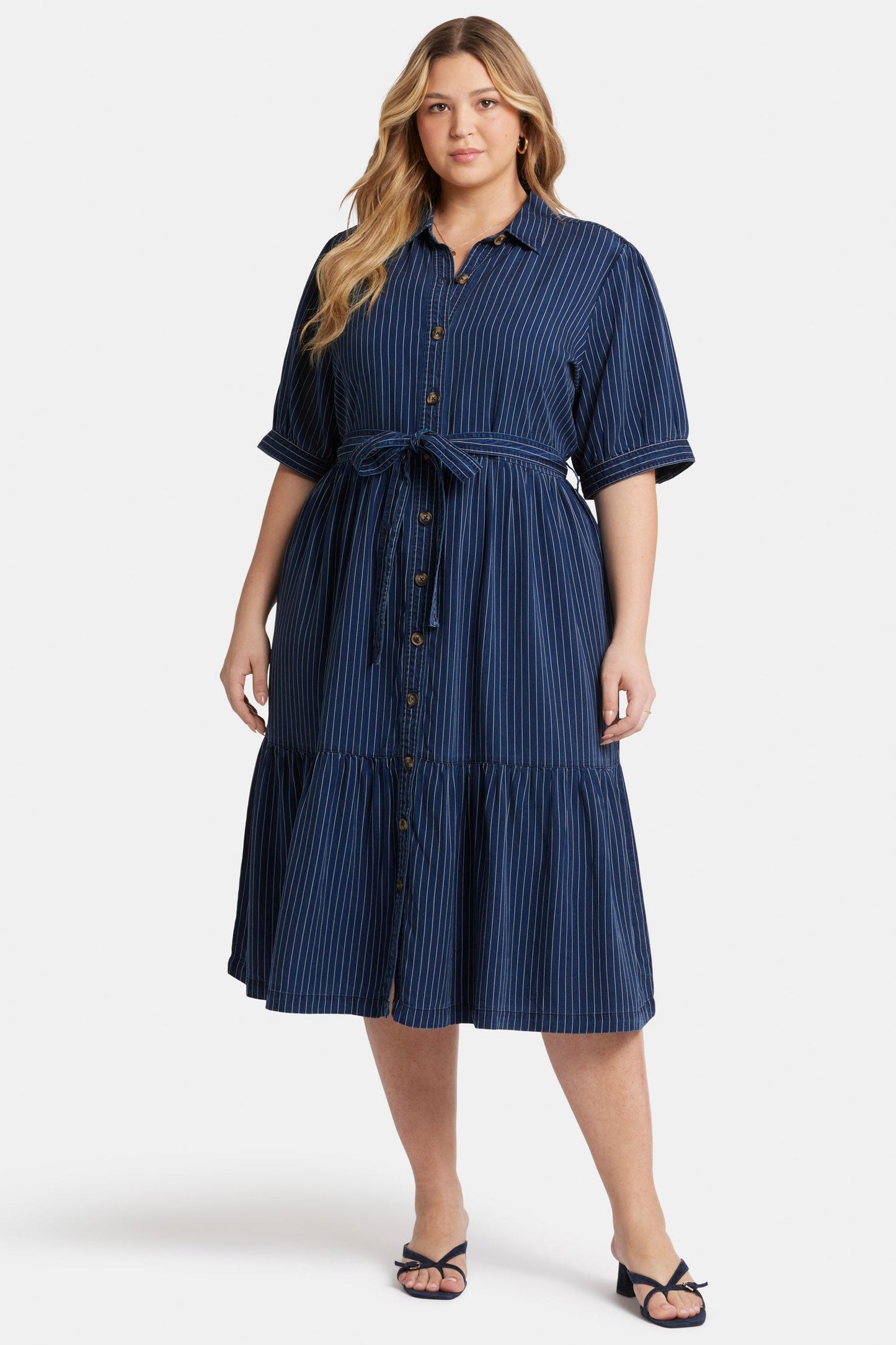 Kate Ruffle Dress In Plus Size - Dark Ocean