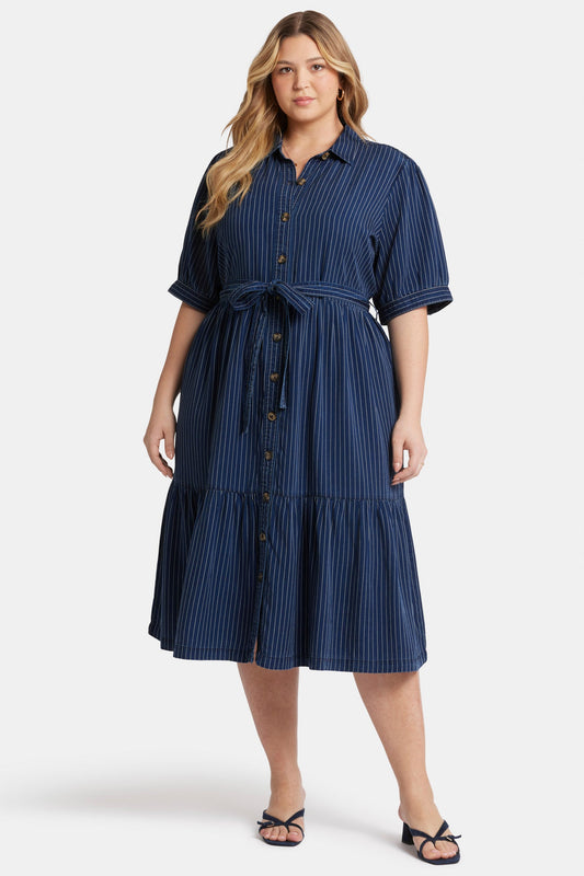 Kate Ruffle Dress In Plus Size - Dark Ocean