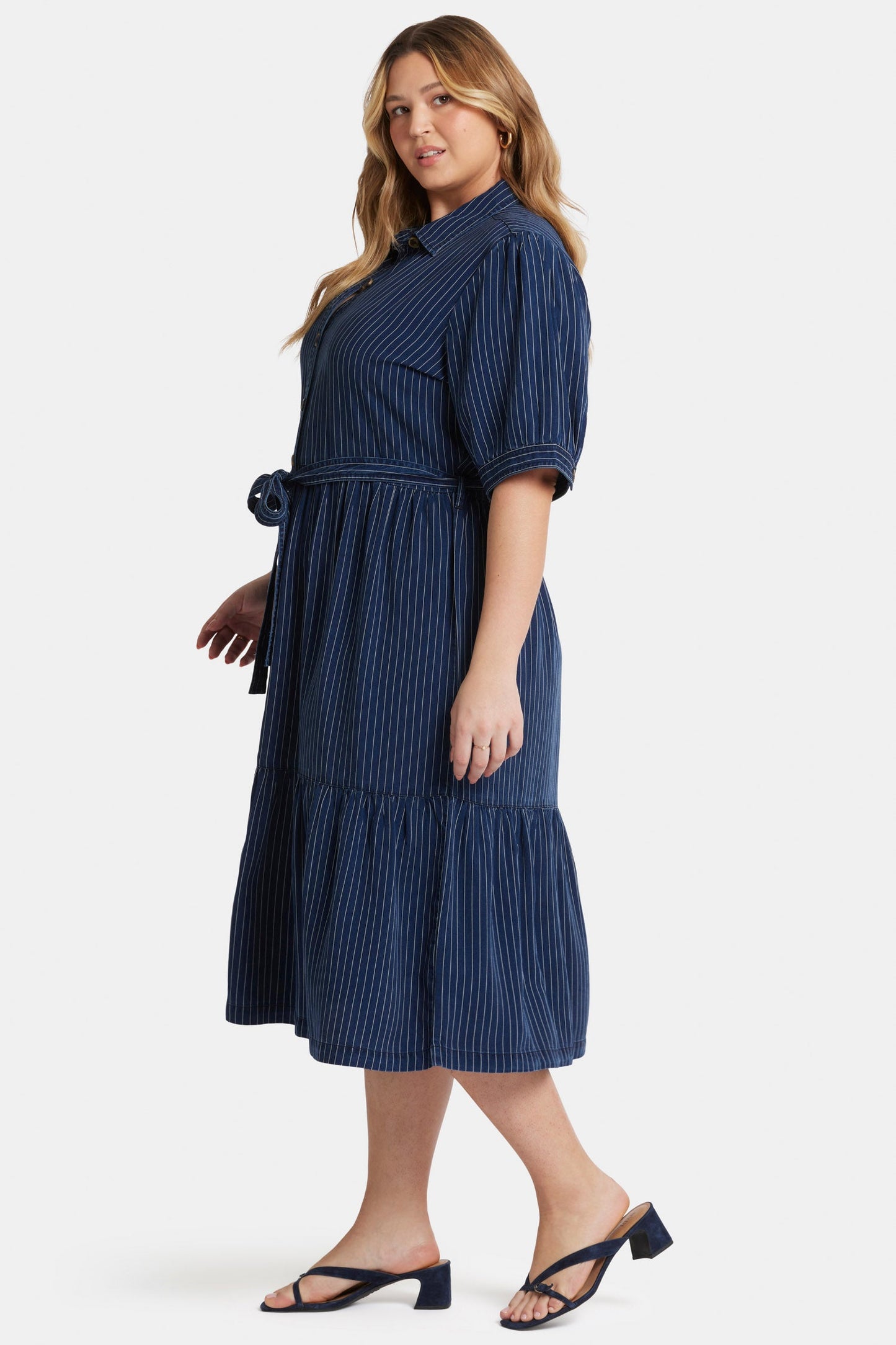 Kate Ruffle Dress In Plus Size - Dark Ocean
