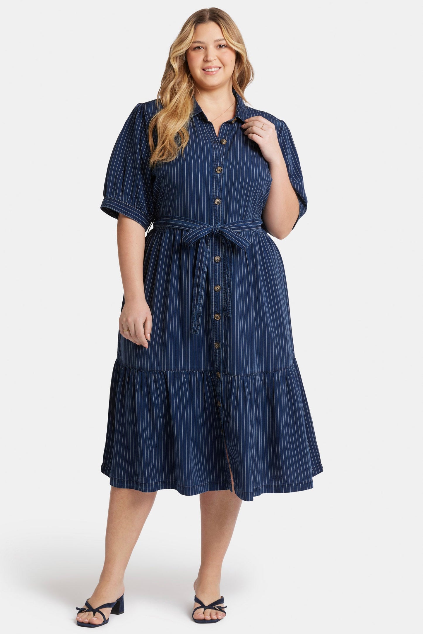Kate Ruffle Dress In Plus Size - Dark Ocean