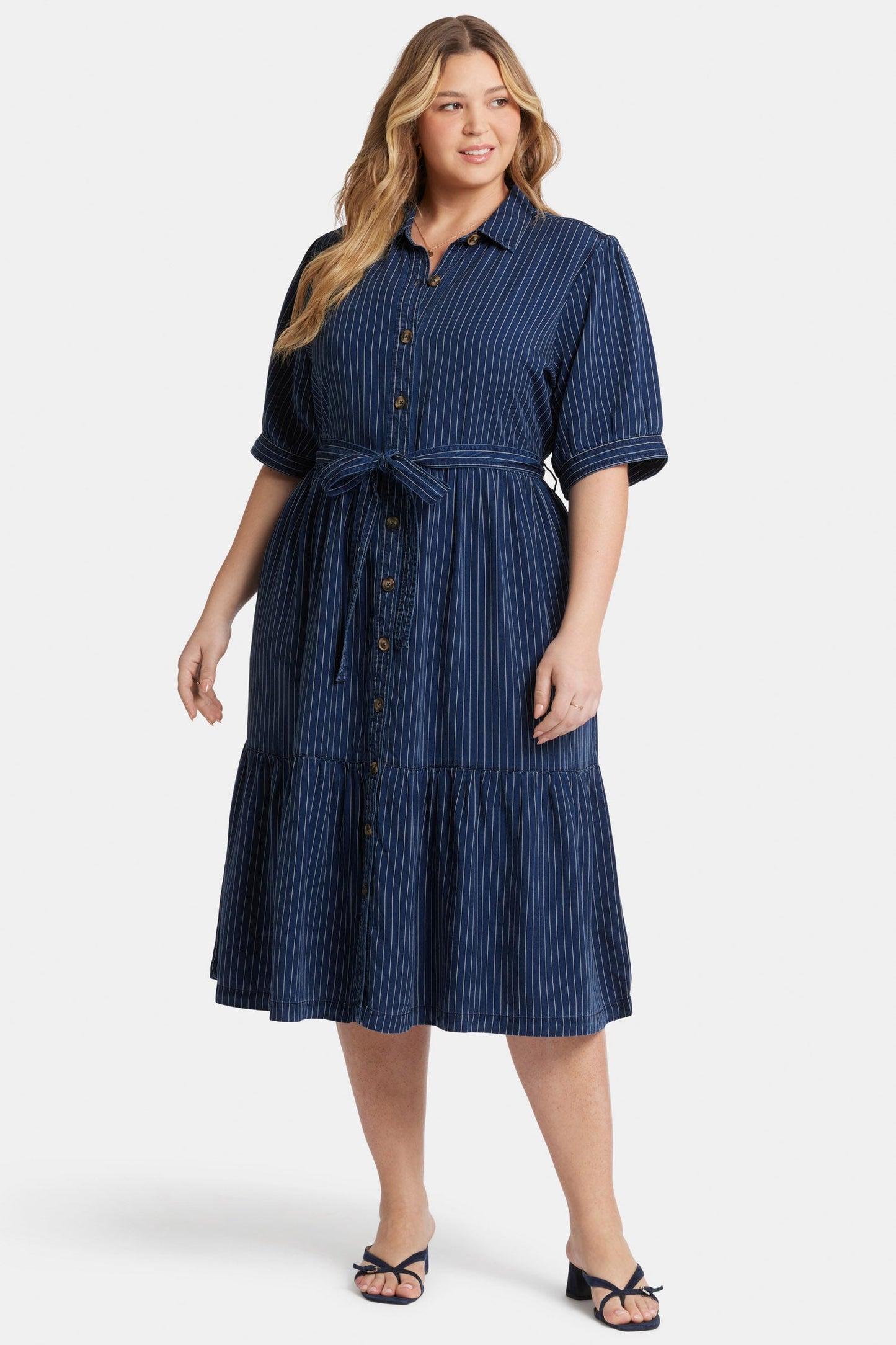 Kate Ruffle Dress In Plus Size - Dark Ocean