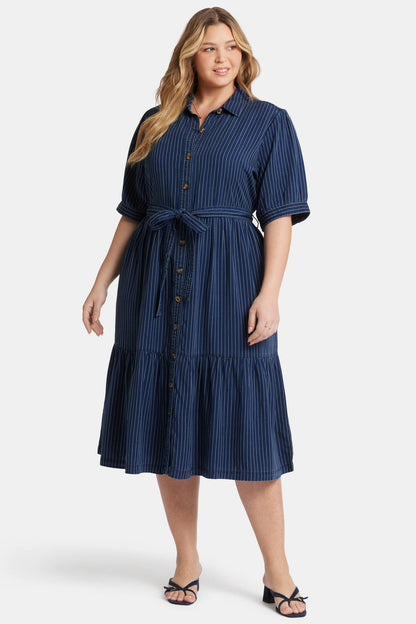 Kate Ruffle Dress In Plus Size - Dark Ocean