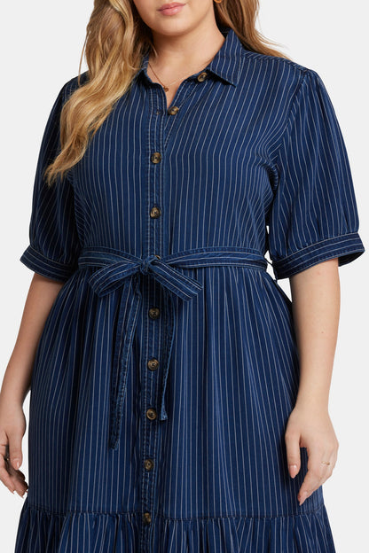 Kate Ruffle Dress In Plus Size - Dark Ocean