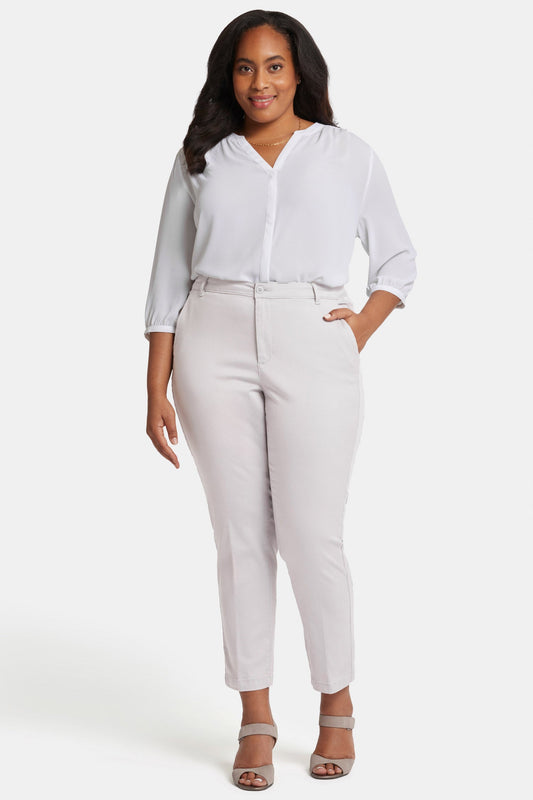 Sadie Slim Pants In Plus Size - Pearl Grey