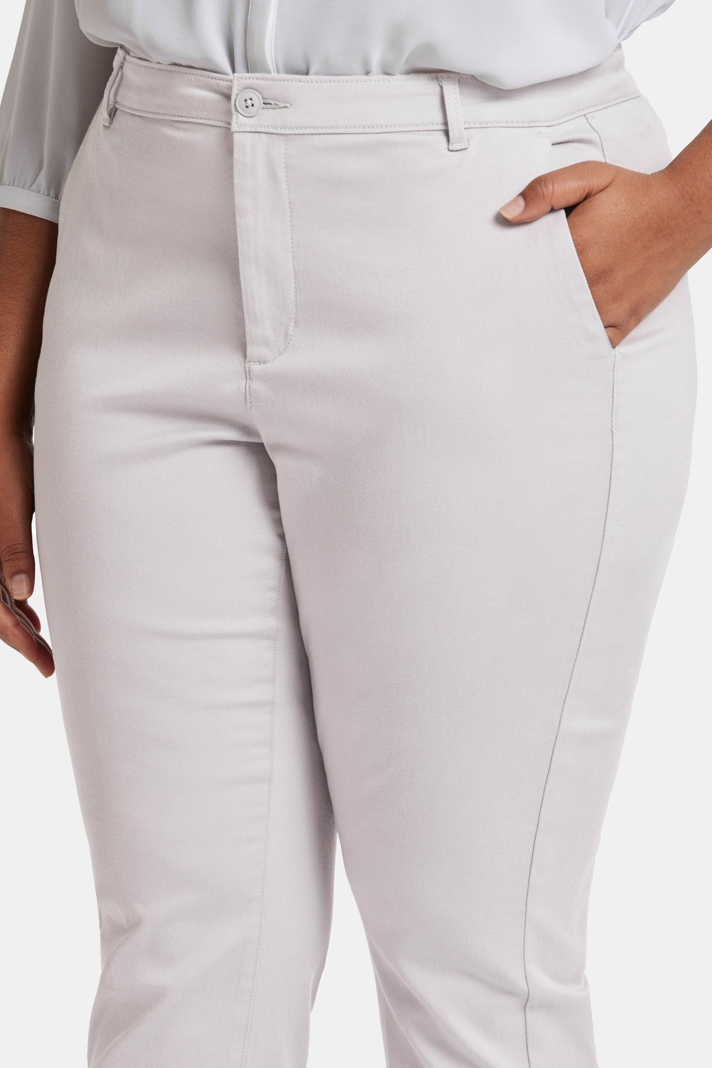 Sadie Slim Pants In Plus Size - Pearl Grey