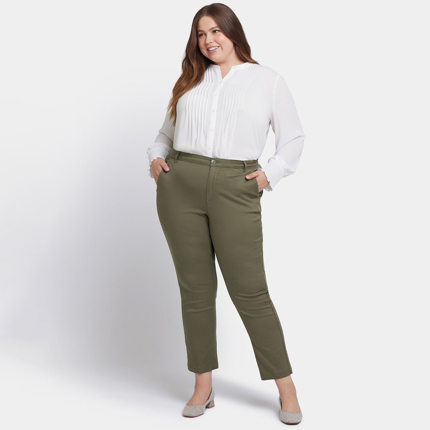 Sadie Slim Pants In Plus Size - Avocado