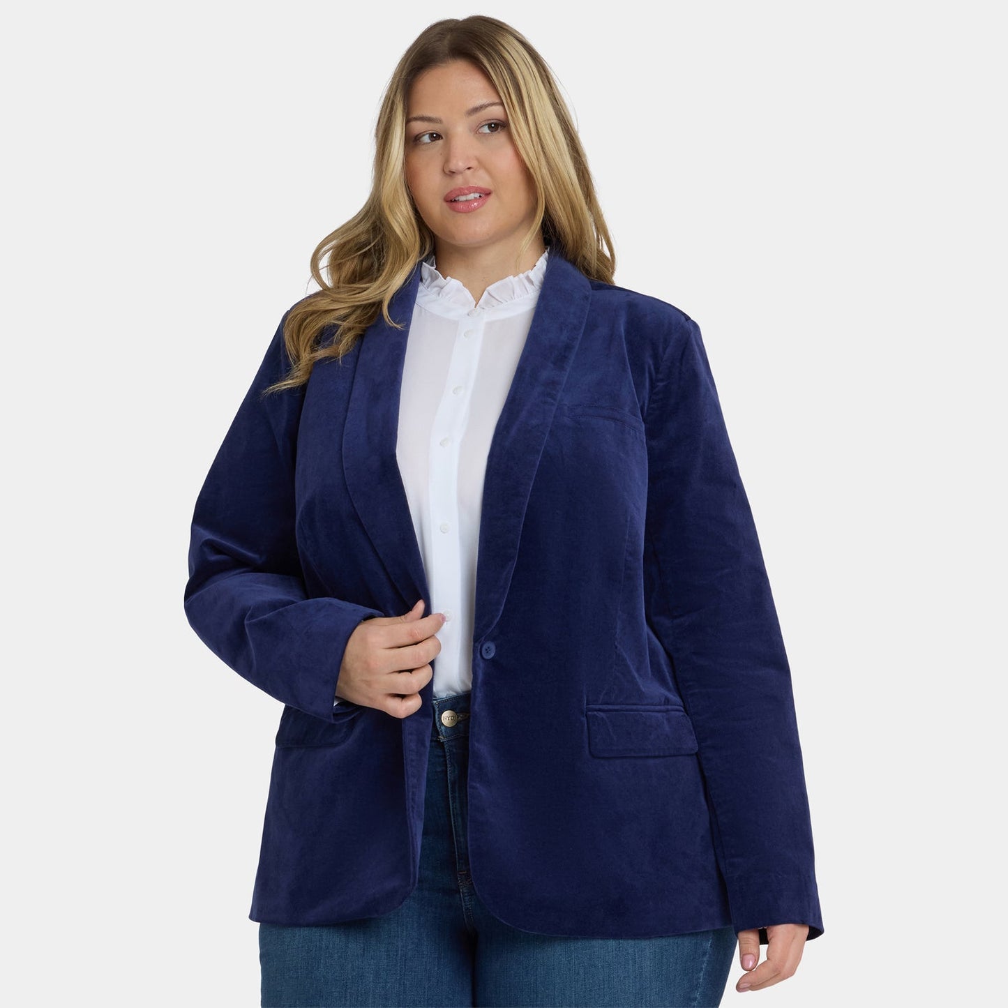Tuxedo Jacket In Plus Size - Dark Sapphire