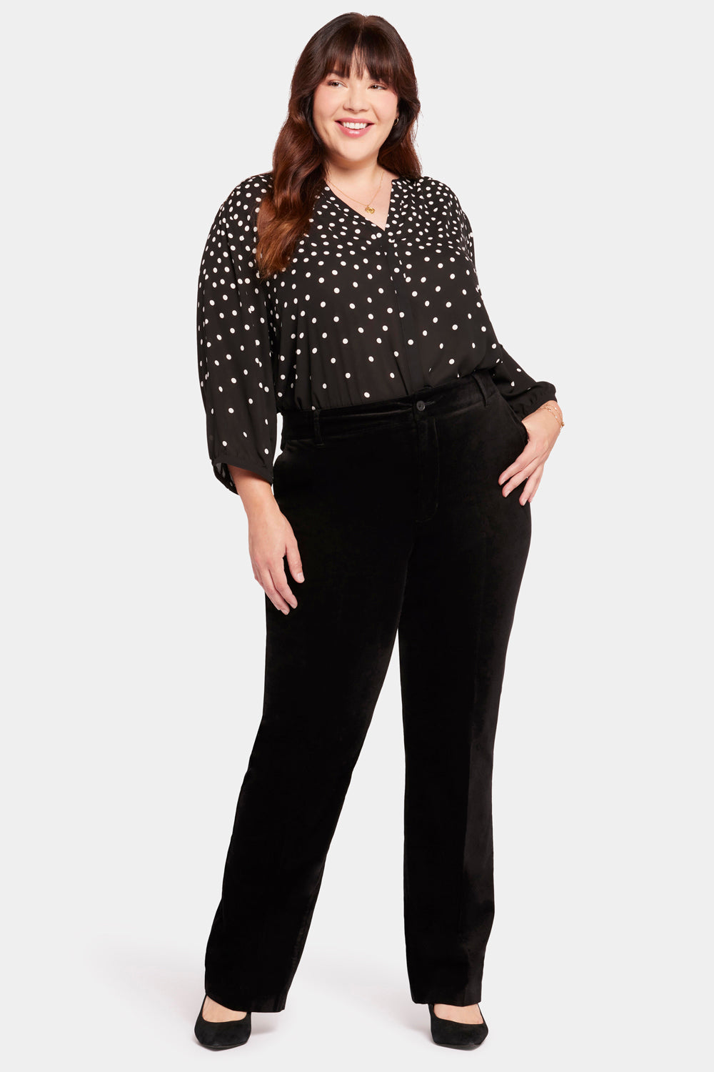 Straight Leg Trouser Pants In Plus Size - Black