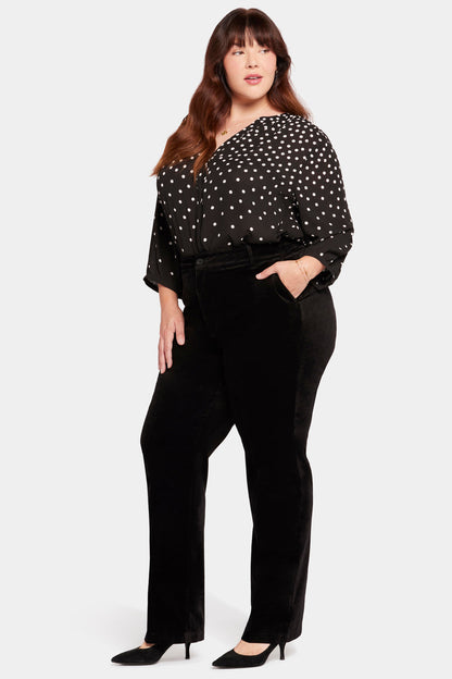 Straight Leg Trouser Pants In Plus Size - Black
